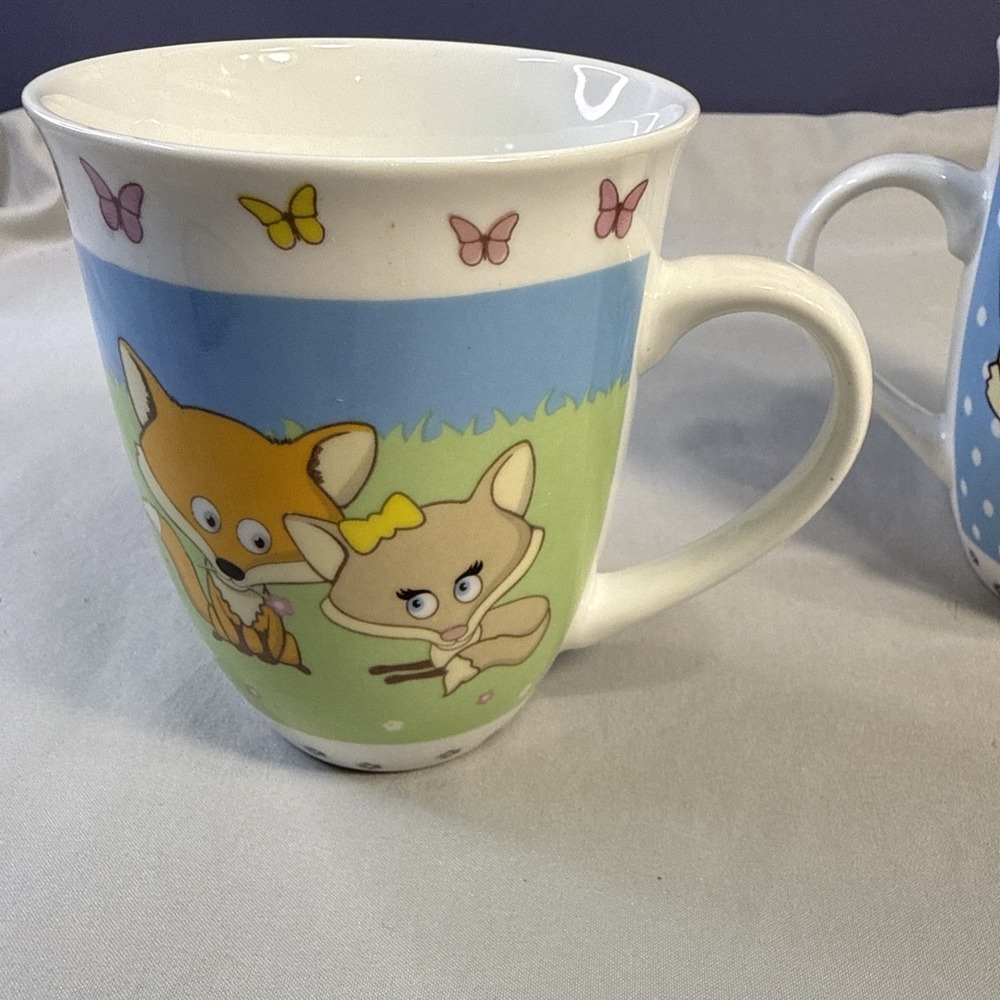 Vintage German Fox Coffee Mug Set Breakfast With You Morning Grouch Cute Cups - Picture 9 of 12
